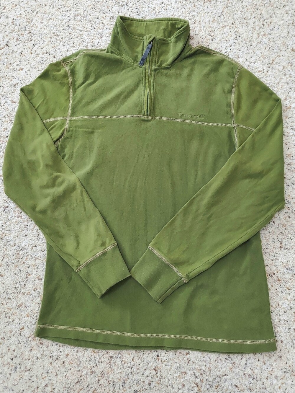 Timberland Quarter Zip Cotton Knit Pullover Moss Green Men Medium Gorpcore